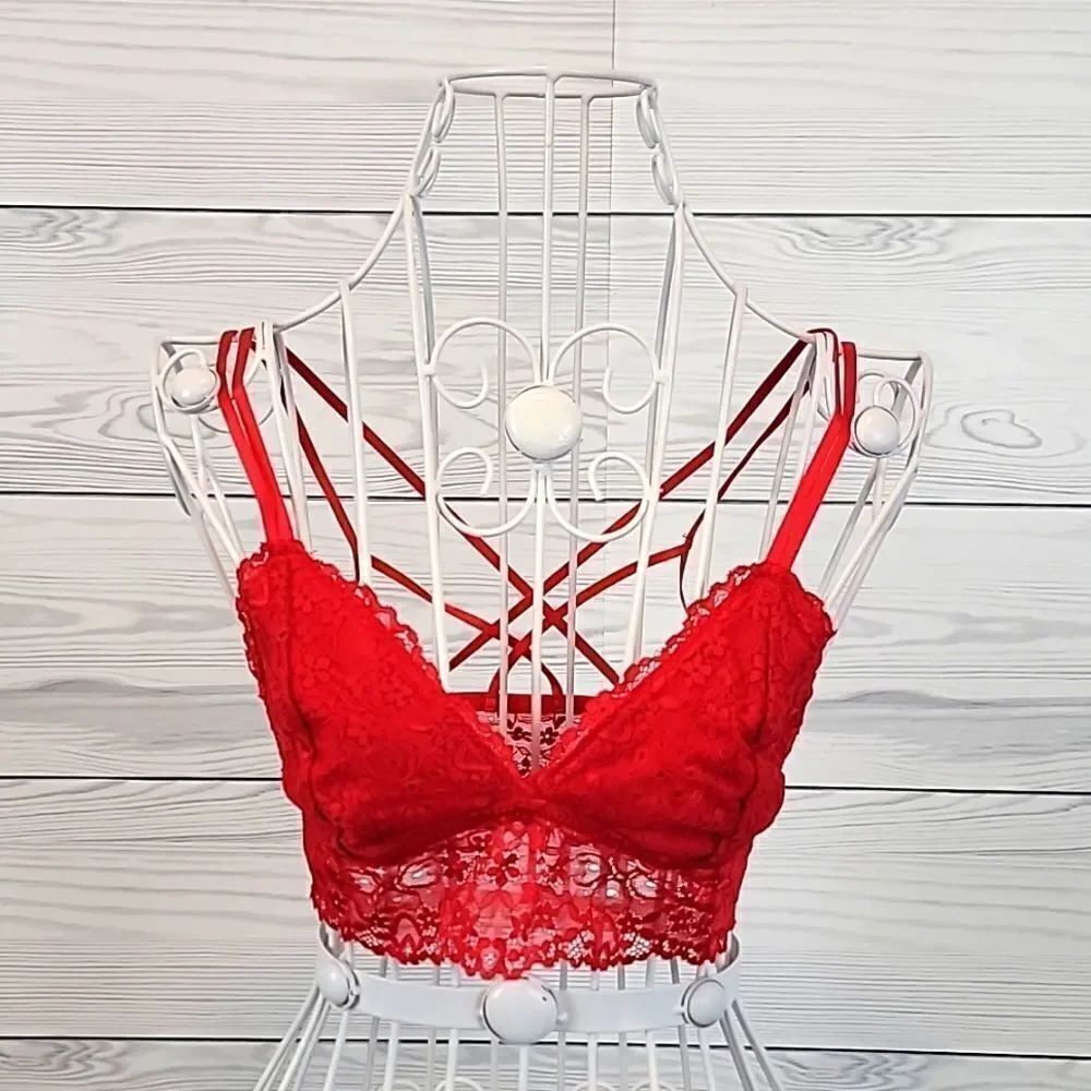 Flirtitude bralette candy apple red strappy backline Women's Size S